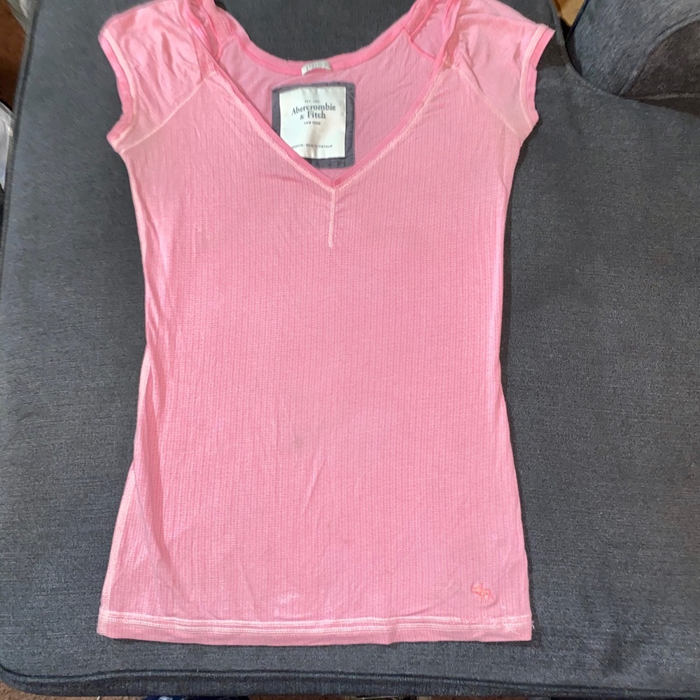 Pink Stretch V-neck  T-shirt